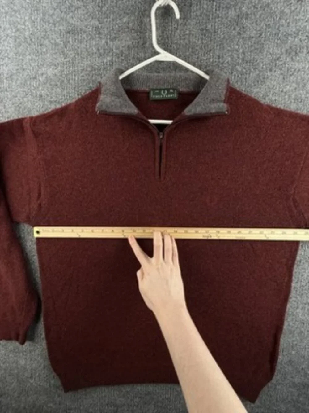 VTG Fred Perry Red Mens Wool Long Sleeve Pullover Italy Sweater 1/4 Zip Logo XL